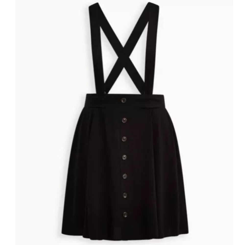 Torrid Womens Plus Size 1X Mini Skirtall with Pockets Overall Skirt in Black